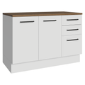 Bajo Mesada 120 x 60 cm 2 Puertas 3 Cajones Blanco/Marrón Agata Madesa