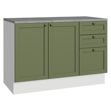 Bajo Mesada 120 cm 2 Puertas 3 Cajones Blanco/Verde Vik Madesa