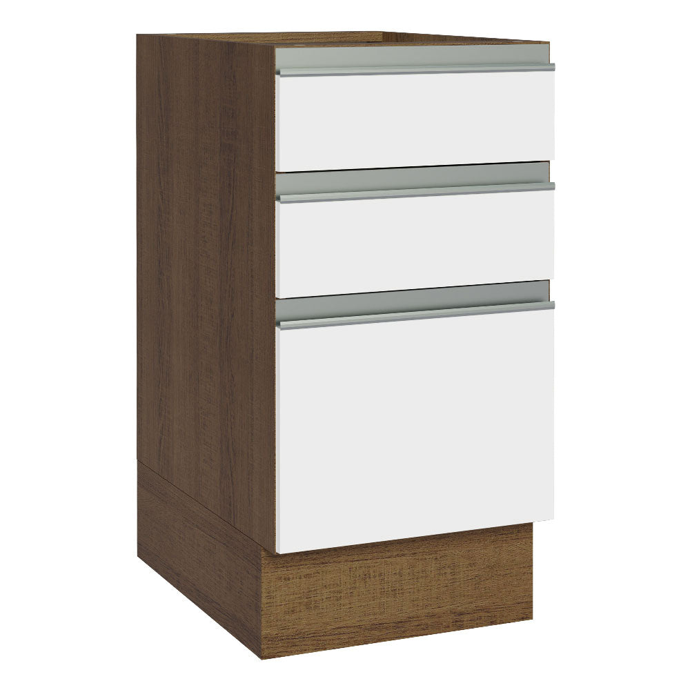 Bajo Mesada Cocina 40 x 60 cm 3 Cajones (Sin Mesada) Marrón/Blanco Glamy Madesa