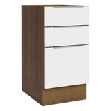 Bajo Mesada Cocina 40 x 60 cm 3 Cajones (Sin Mesada) Marrón/Blanco Stella Madesa