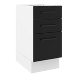 Bajo Mesada Cocina 40 x 60 cm 3 Cajones (Sin Mesada) Blanco/Negro Agata Madesa