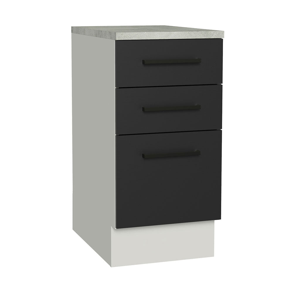 Bajo Mesada Cocina 40 x 60 cm 3 Cajones (Con Mesada) Blanco/Negro Agata Madesa