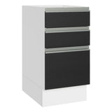 Bajo Mesada Cocina 40 x 60 cm 3 Cajones (Sin Mesada) Blanco/Negro Glamy Madesa