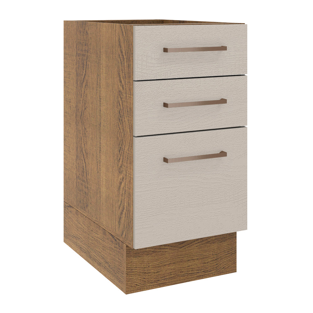 Bajo Mesada Cocina 40 x 60 cm 3 Cajones (Sin Mesada) Marrón/Crema Agata Madesa
