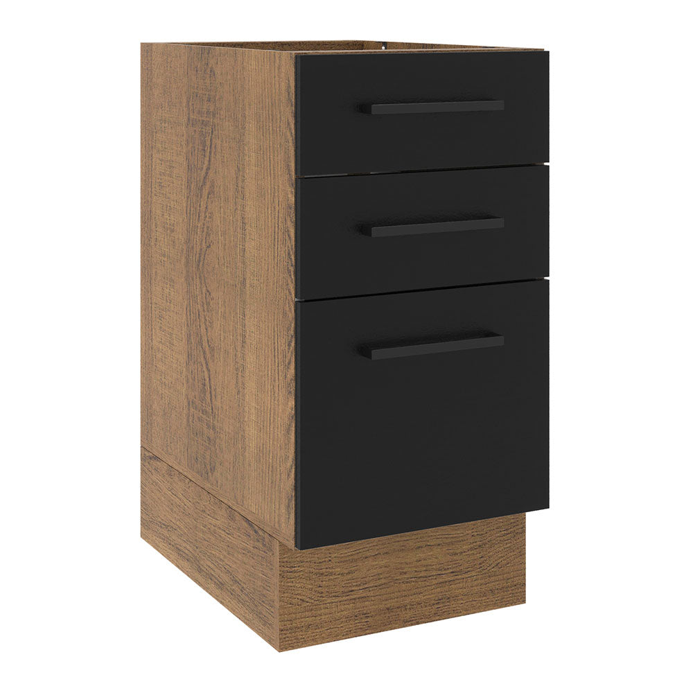 Bajo Mesada Cocina 40 x 60 cm 3 Cajones (Sin Mesada) Marrón/Negro Agata Madesa