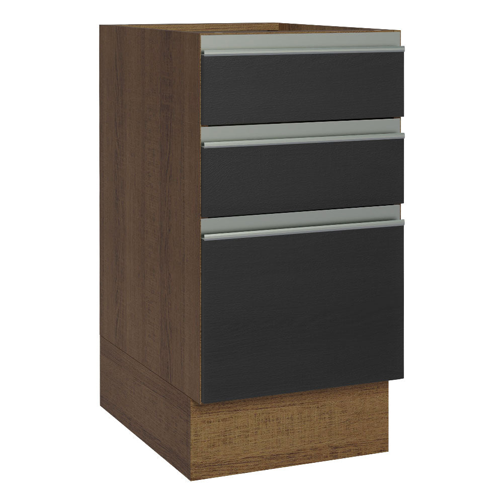 Bajo Mesada Cocina 40 x 60 cm 3 Cajones (Sin Mesada) Marrón/Negro Glamy Madesa
