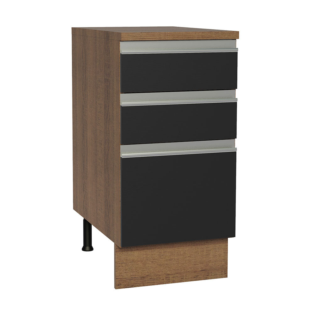 Bajo Mesada Madesa Glamy 40 x 60 cm 3 Cajones (Con Mesada) Marrón/Negro