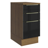 Bajo Mesada Cocina 40 x 60 cm 3 Cajones (Con Mesada) Marrón/Negro Lux Madesa