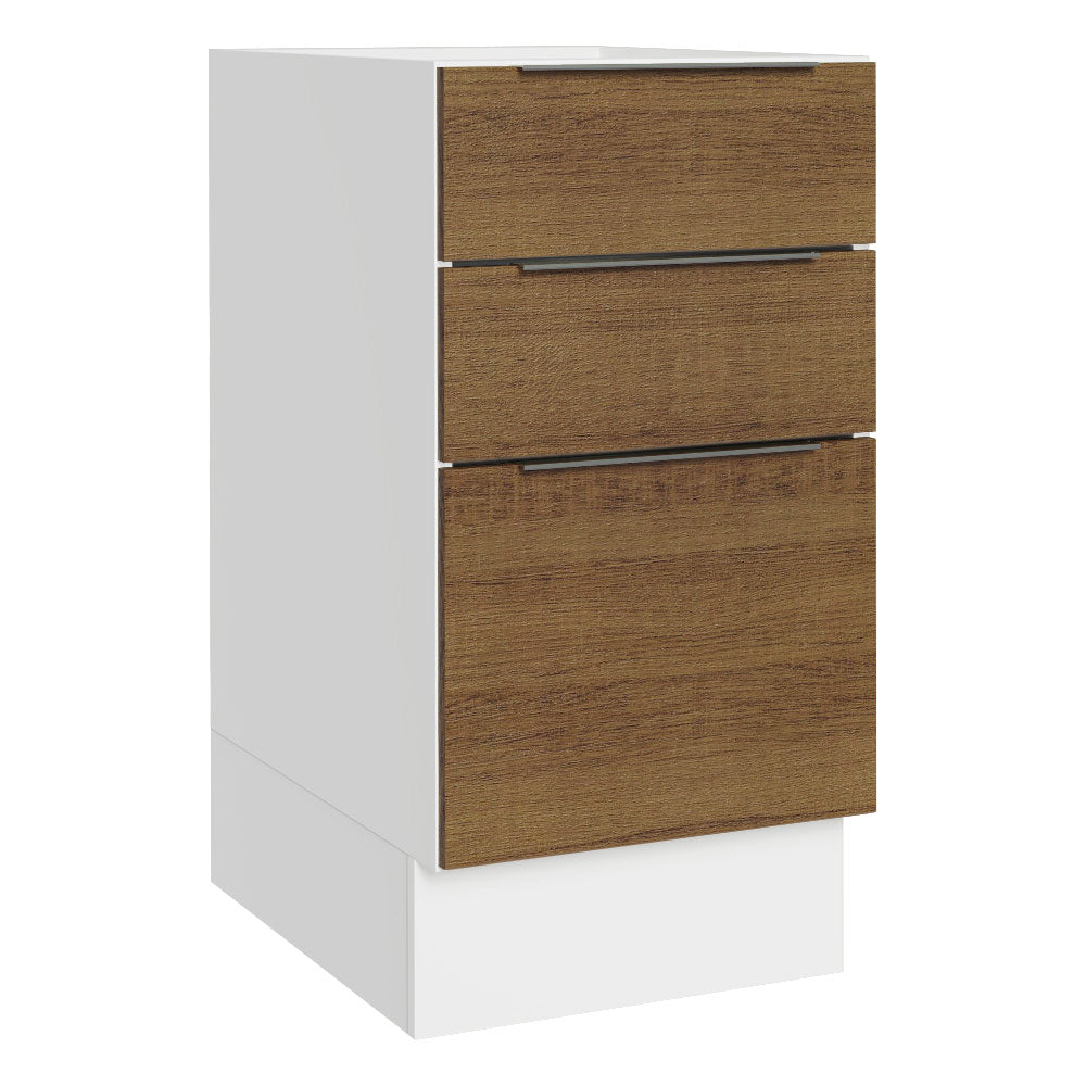 Bajo Mesada Cocina 40 x 60 cm 3 Cajones (Sin Mesada) Blanco/Marrón Stella Madesa