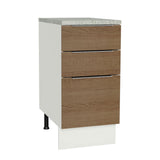 Bajo Mesada Cocina 40 x 60 cm 3 Cajones (Con Mesada) Blanco/Marrón Stella Madesa