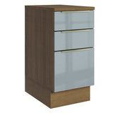 Bajo Mesada Cocina 40 x 60 cm 3 Cajones (Con Mesada) Marrón/Gris Lux Madesa
