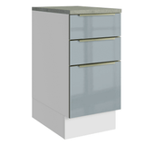 Bajo Mesada Cocina 40 x 60 cm 3 Cajones (Con Mesada) Blanco/Gris Lux Madesa