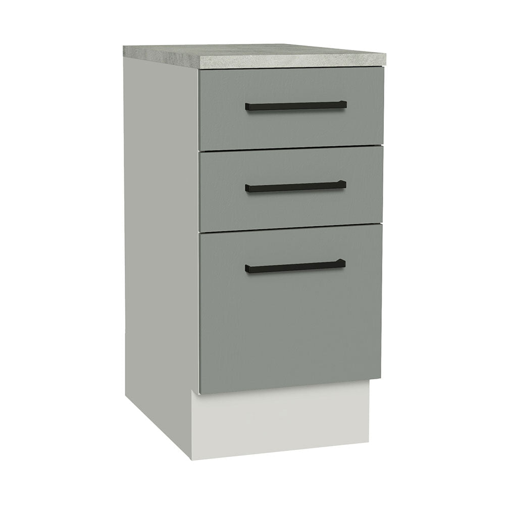 Bajo Mesada Cocina 40 x 60 cm 3 Cajones (Con Mesada) Blanco/Gris Agata Madesa