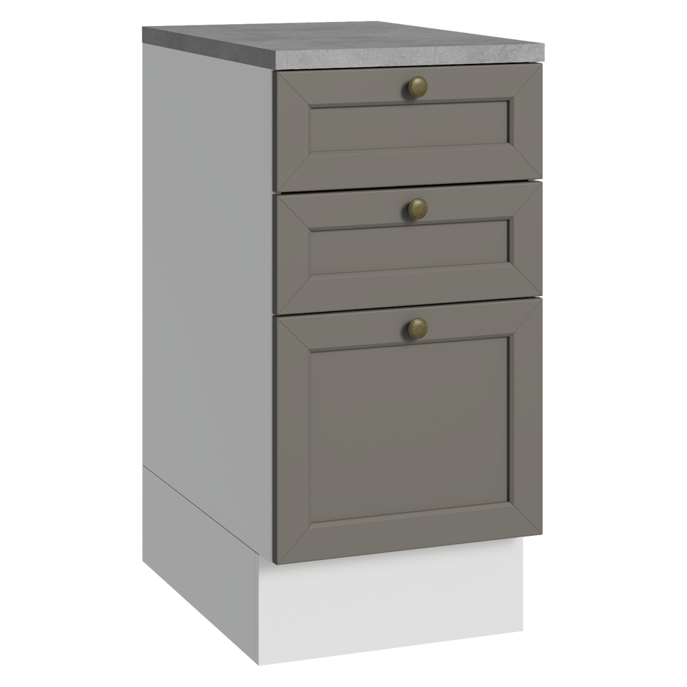 Bajo Mesada de Cocina 40 x 60 cm 3 Cajones (con Mesada) Blanco/Gris Vik Madesa
