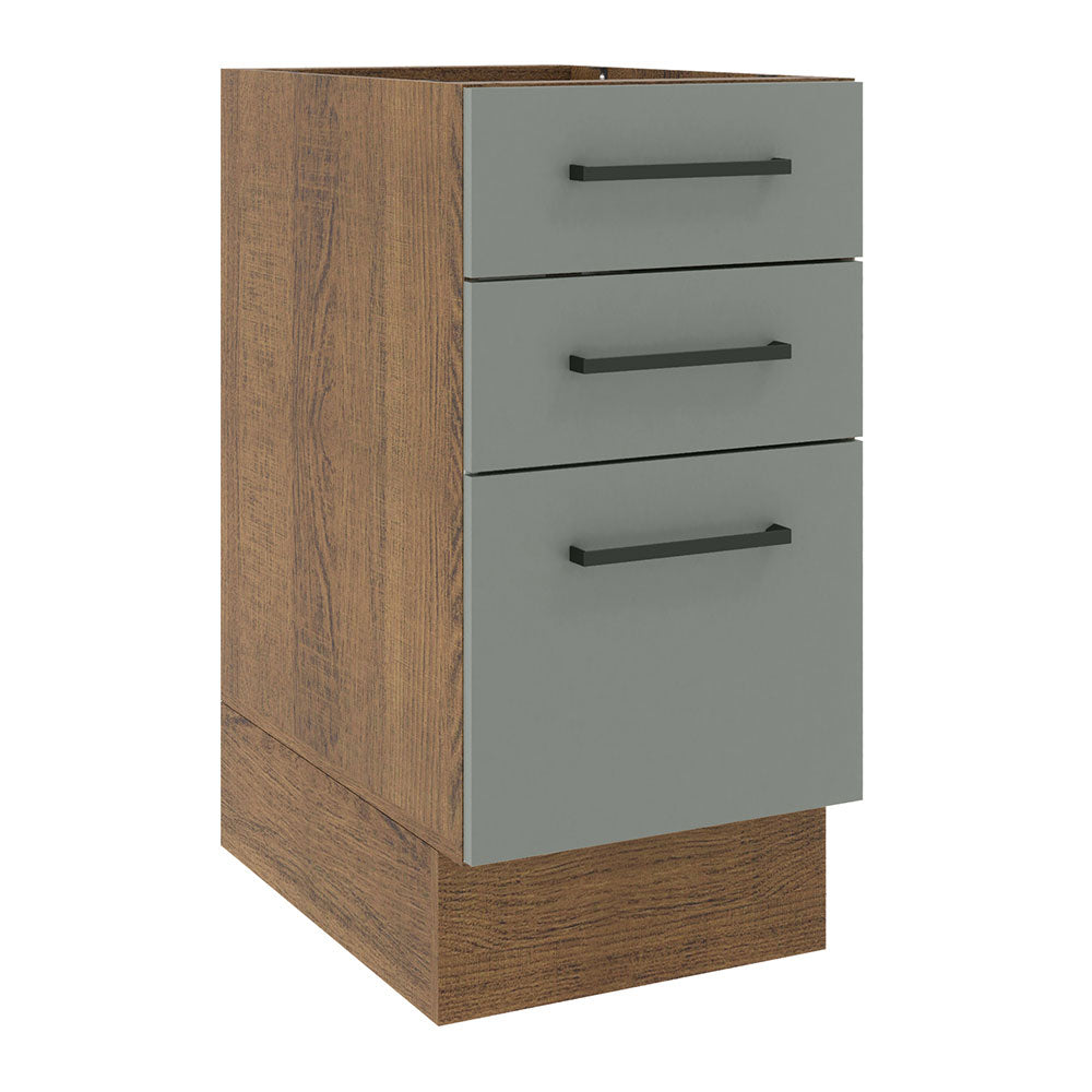 Bajo Mesada Cocina 40 x 60 cm 3 Cajones (Sin Mesada) Marrón/Gris Agata Madesa