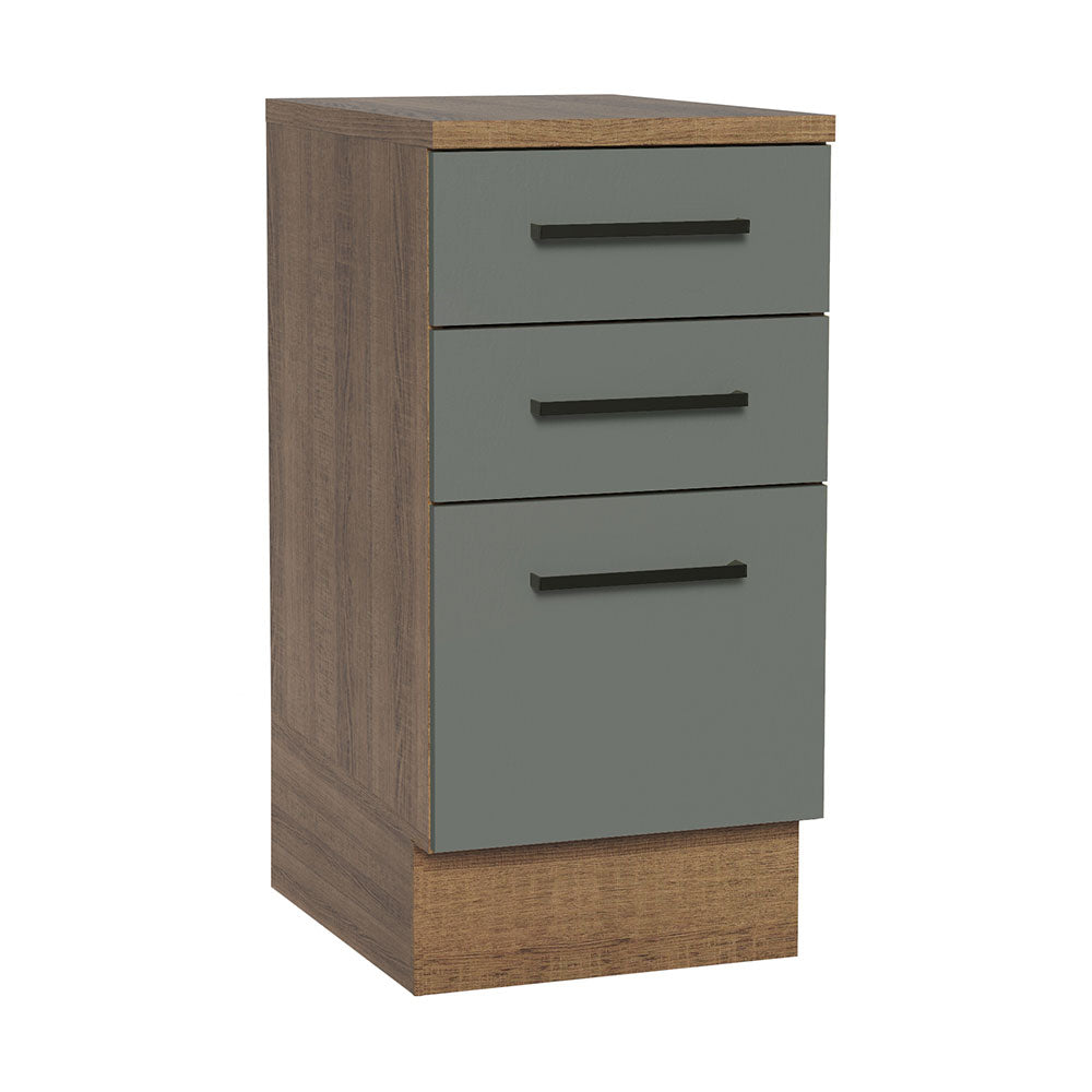Bajo Mesada Cocina 40 x 60 cm 3 Cajones (Con Mesada) Marrón/Gris Agata Madesa