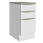 Bajo Mesada 40 x 60 cm 3 Cajones (Con Mesada) Blanco/Blanco Aterciopelado Lux Madesa