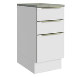 Bajo Mesada Cocina 40 x 60 cm 3 Cajones (Con Mesada) Blanco/Blanco Aterciopelado Lux Madesa