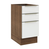 Bajo Mesada Cocina 40 x 60 cm 3 Cajones (Sin Mesada) Marrón/Blanco Aterciopelado Lux Madesa