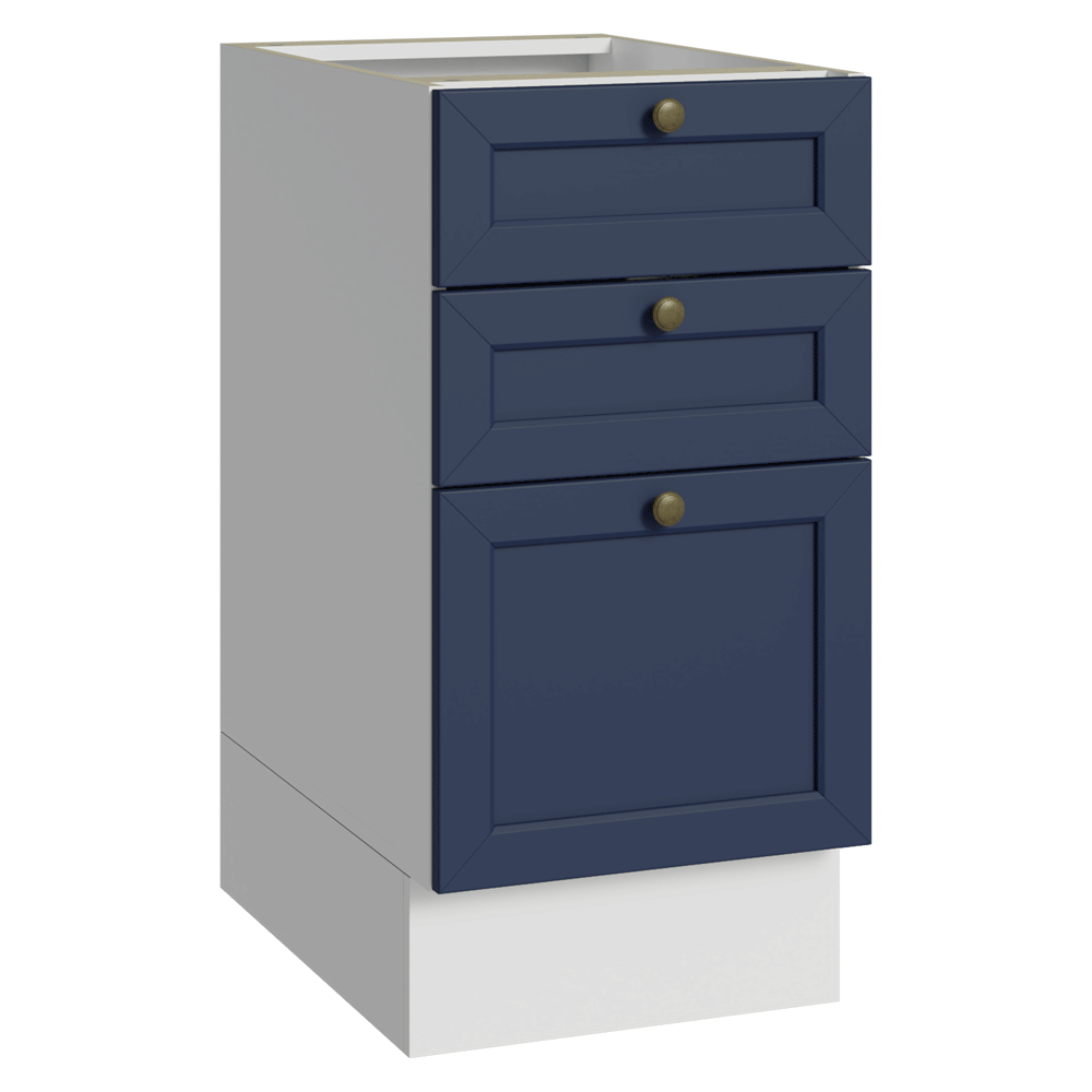Bajo Mesada de Cocina 40 x 60 cm 3 Cajones (Sin Mesada) Blanco/Azul Vik Madesa