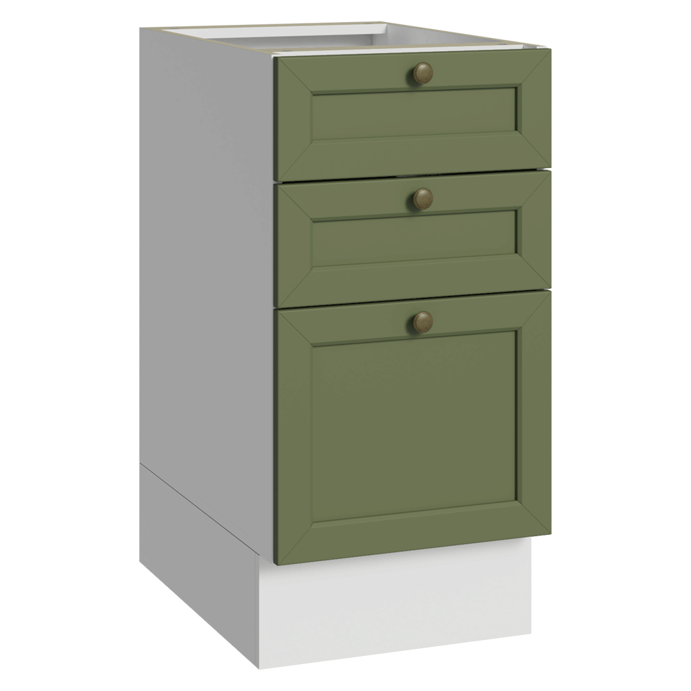 Bajo Mesada de Cocina 40 x 60 cm 3 Cajones (Sin Mesada) Blanco/Verde Vik Madesa