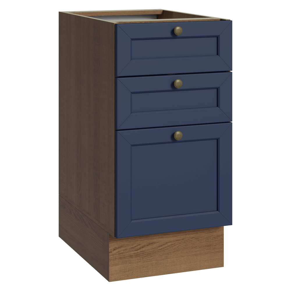 Bajo Mesada de Cocina 40 x 60 cm 3 Cajones (Sin Mesada) Marrón/Azul Vik Madesa