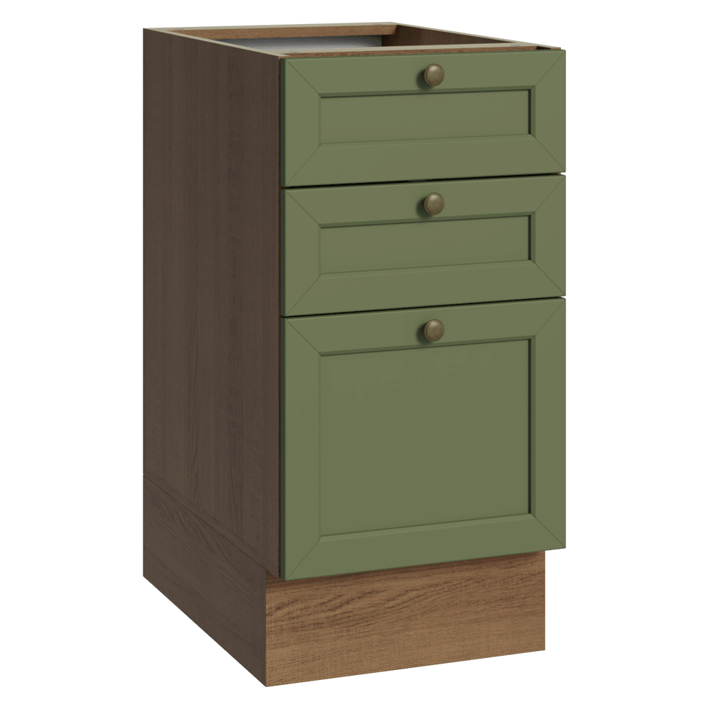 Bajo Mesada de Cocina 40 x 60 cm 3 Cajones (Sin Mesada) Blanco/Verde Vik Madesa