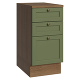 Bajo Mesada de Cocina 40 x 60 cm 3 Cajones (con Mesada) Marrón/Verde Vik Madesa