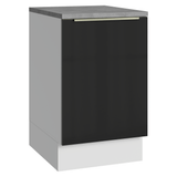 Bajo Mesada 50cm X 60 cm, 1 Puerta (Con Mesada) Blanco/Negro Lux Madesa