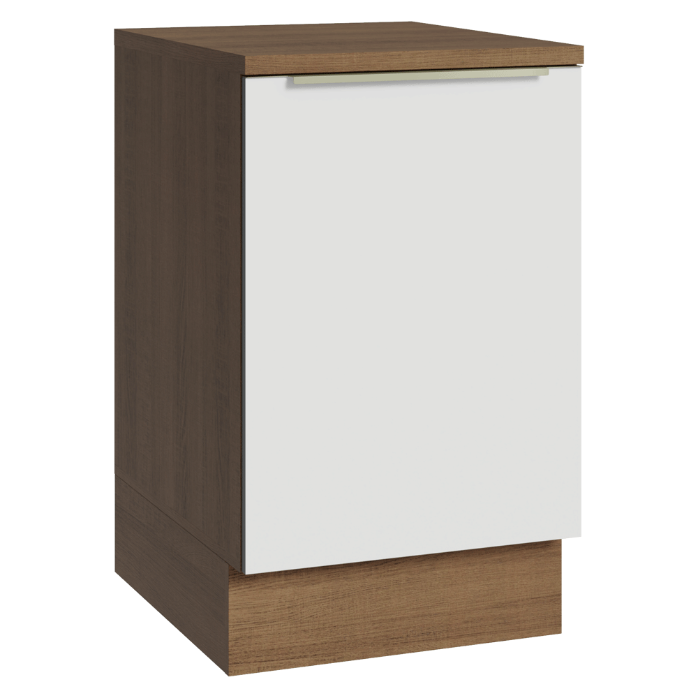 Bajo Mesada 50cm X 60 cm, 1 Puerta (Con Mesada) Terciopelo Marrón/Blanco Lux Madesa