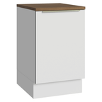 Bajo Mesada 50 x 60 cm 1 Puerta (Con Mesada) Blanco/Blanco Aterciopelado/Marrón Top Lux Madesa