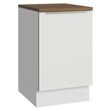 Bajo Mesada 50cm X 60 cm, 1 puerta Blanco/Blanco Aterciopelado/Marrón Lux Top Madesa