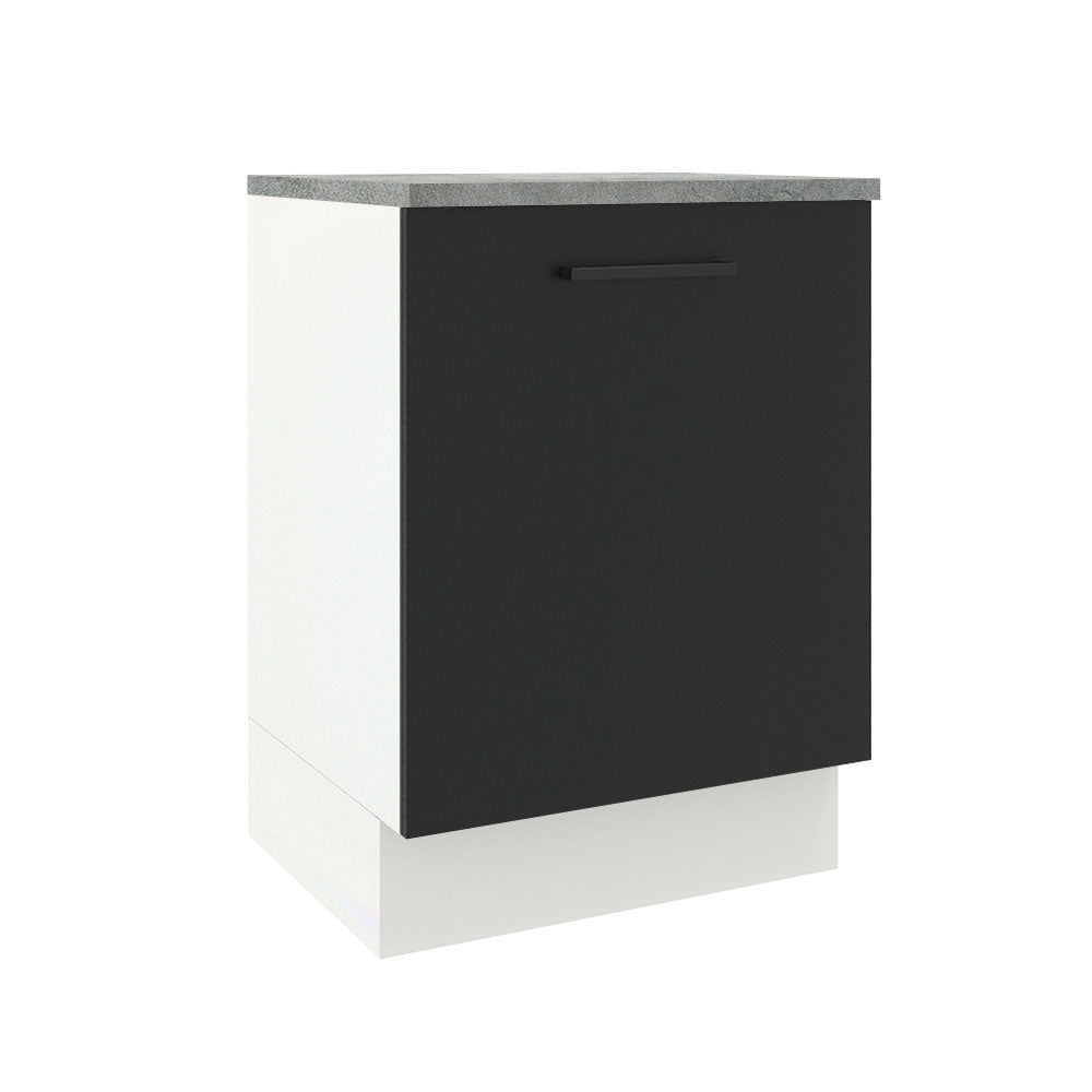 Bajo Mesada Cocina 60 x 60 cm 1 Puerta (Con Mesada) Blanco/Negro Agata Madesa