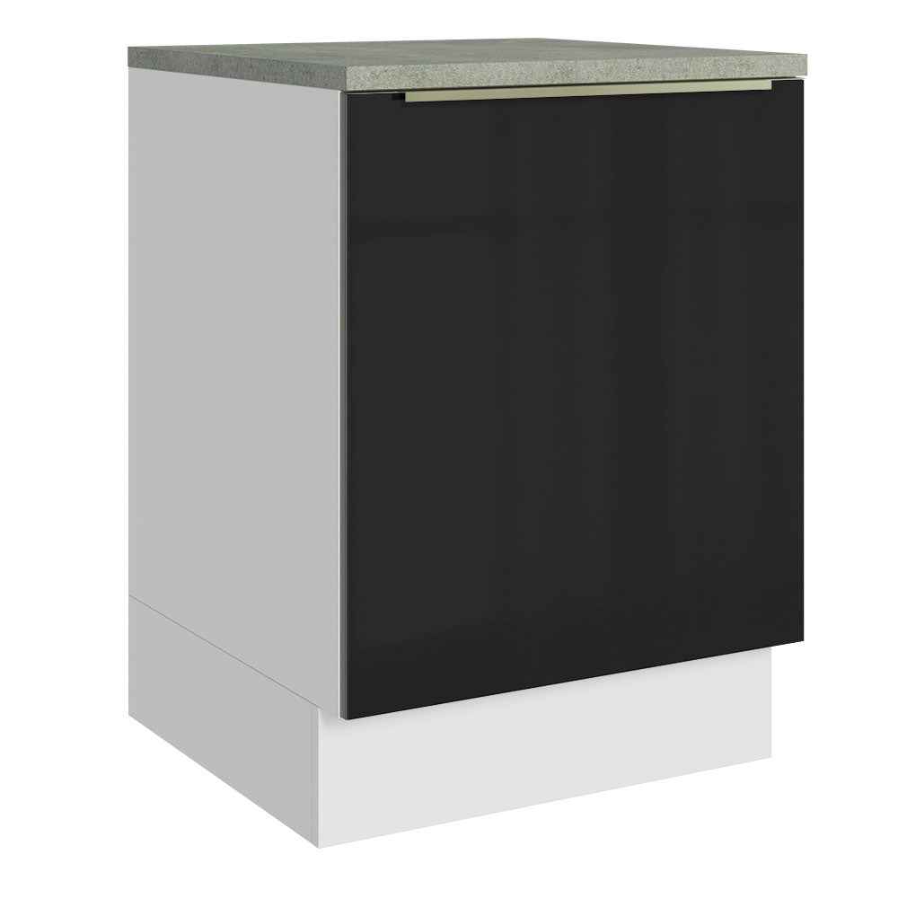 Bajo Mesada Cocina 60 x 60 cm 1 Puerta (Con Mesada) Blanco/Negro Lux Madesa