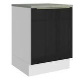 Bajo Mesada Cocina 60 x 60 cm 1 Puerta (Con Mesada) Blanco/Negro Lux Madesa
