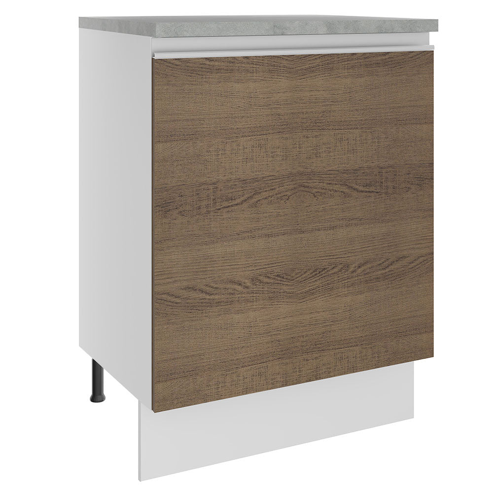 Bajo Mesada Madesa Glamy 60 x 60 cm 1 Puerta (Con Mesada) Blanco/Marrón