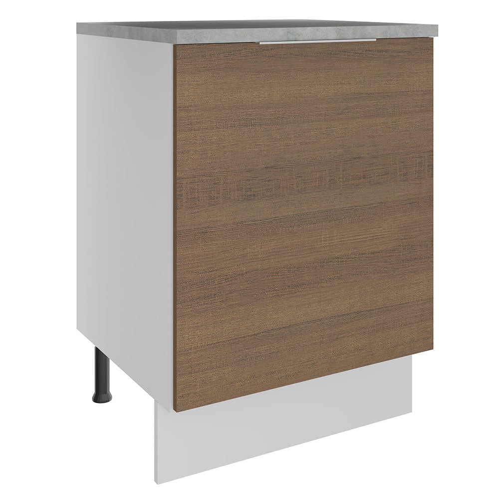 Bajo Mesada Cocina 60 x 60 cm 1 Puerta (Con Mesada) Blanco/Marrón Stella Madesa