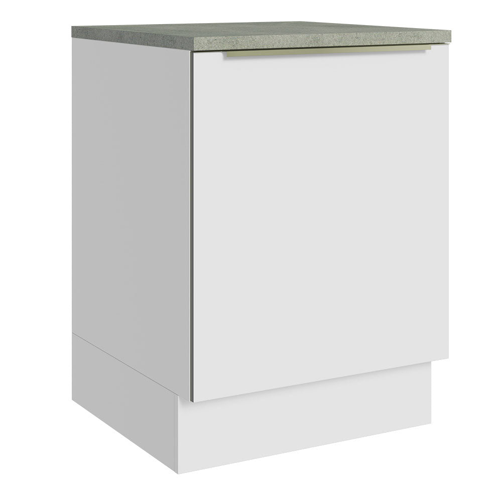 Bajo Mesada Cocina 60 x 60 cm 1 Puerta (Con Mesada) Blanco/Blanco Aterciopelado Lux Madesa