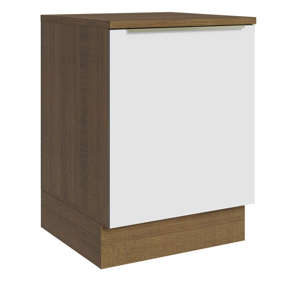 Bajo Mesada Cocina 60 x 60 cm 1 Puerta (Con Mesada) Marrón/Blanco Aterciopelado Lux Madesa