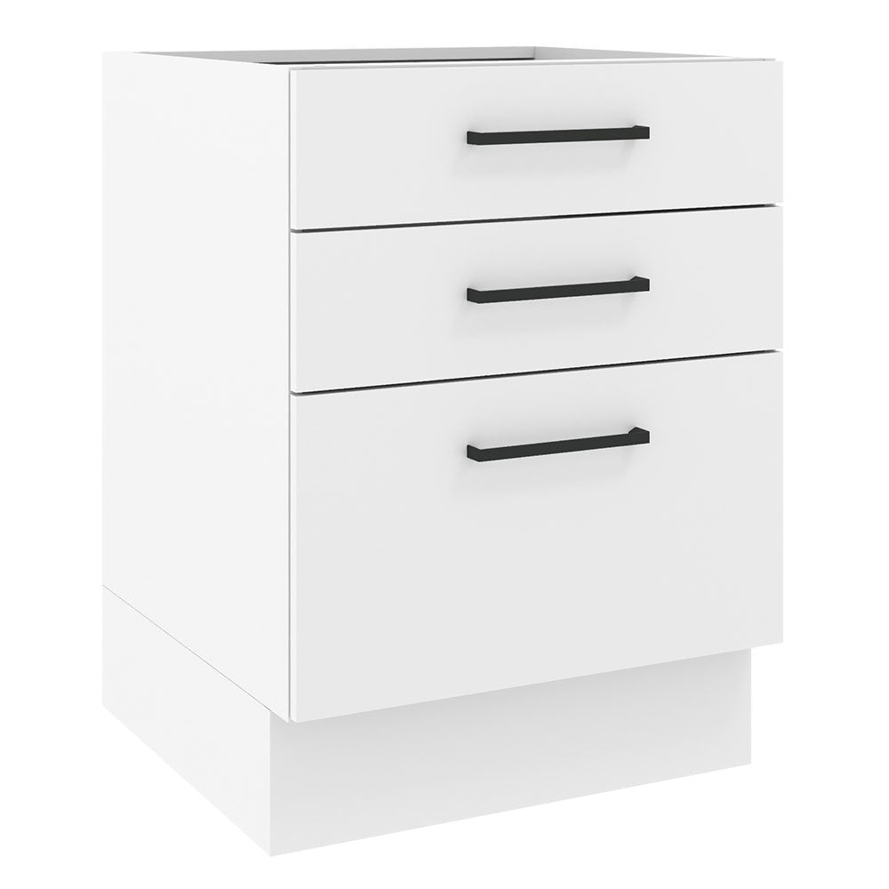 Bajo Mesada Cocina 60 x 60 cm 3 Cajones (Sin Mesada) Blanco Agata Madesa
