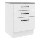 Bajo Mesada Cocina 60 x 60 cm 3 Cajones (Con Mesada) Blanco Agata Madesa