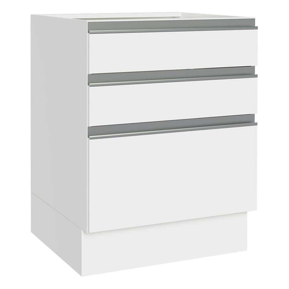 Bajo Mesada Cocina 60 x 60 cm 3 Cajones (Sin Mesada) Blanco Glamy Madesa