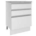 Bajo Mesada 60 x 60 cm 3 Cajones (Con Mesada) Blanco Glamy Madesa