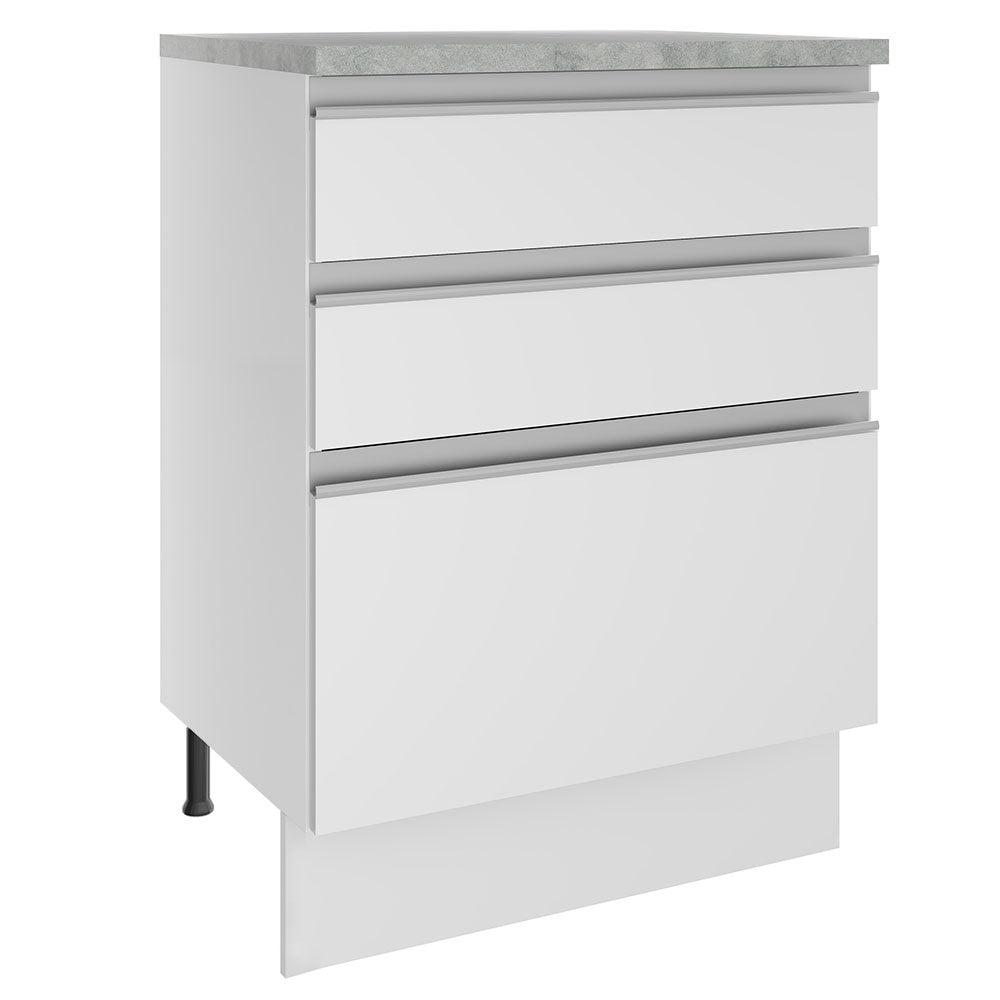 Bajo Mesada Madesa Glamy 60 x 60 cm 3 Cajones (Con Mesada) Blanco