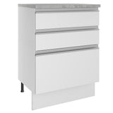 Bajo Mesada Madesa Glamy 60 x 60 cm 3 Cajones (Con Mesada) Blanco