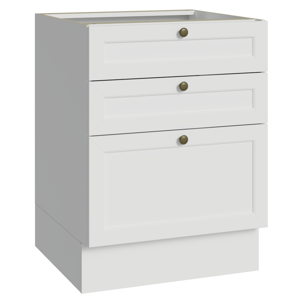 Bajo Mesada de Cocina 60 x 60 cm 3 Cajones (Sin Mesada) Blanco Vik Madesa