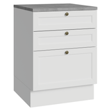 Bajo Mesada de Cocina 60 x 60 cm 3 Cajones (con Mesada) Blanco Vik Madesa