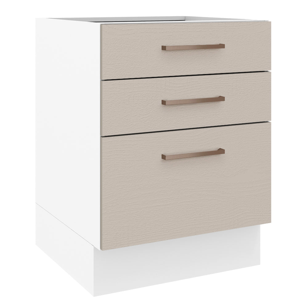 Bajo Mesada Cocina 60 x 60 cm 3 Cajones (Sin Mesada) Blanco/Crema Agata Madesa