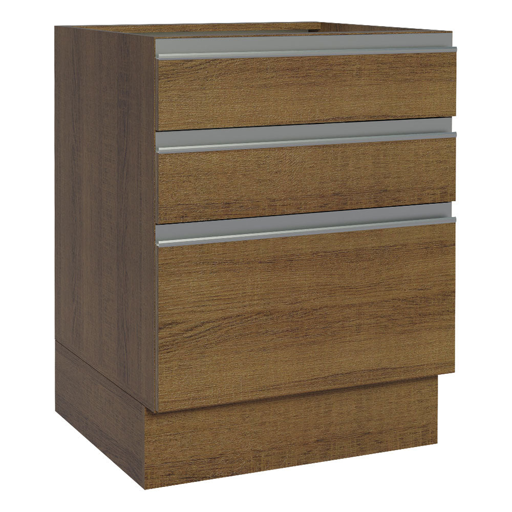Bajo Mesada Cocina 60 x 60 cm 3 Cajones (Sin Mesada) Marrón Glamy Madesa