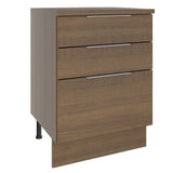 Bajo Mesada 60 x 60 cm 3 Cajones (Con Mesada) Marrón Stella Madesa